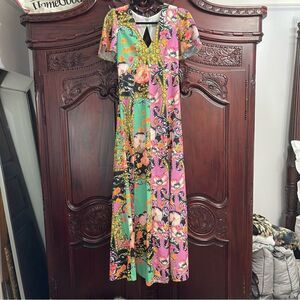 ASOS Floral Multicolor Maxi Dress 2 Slits